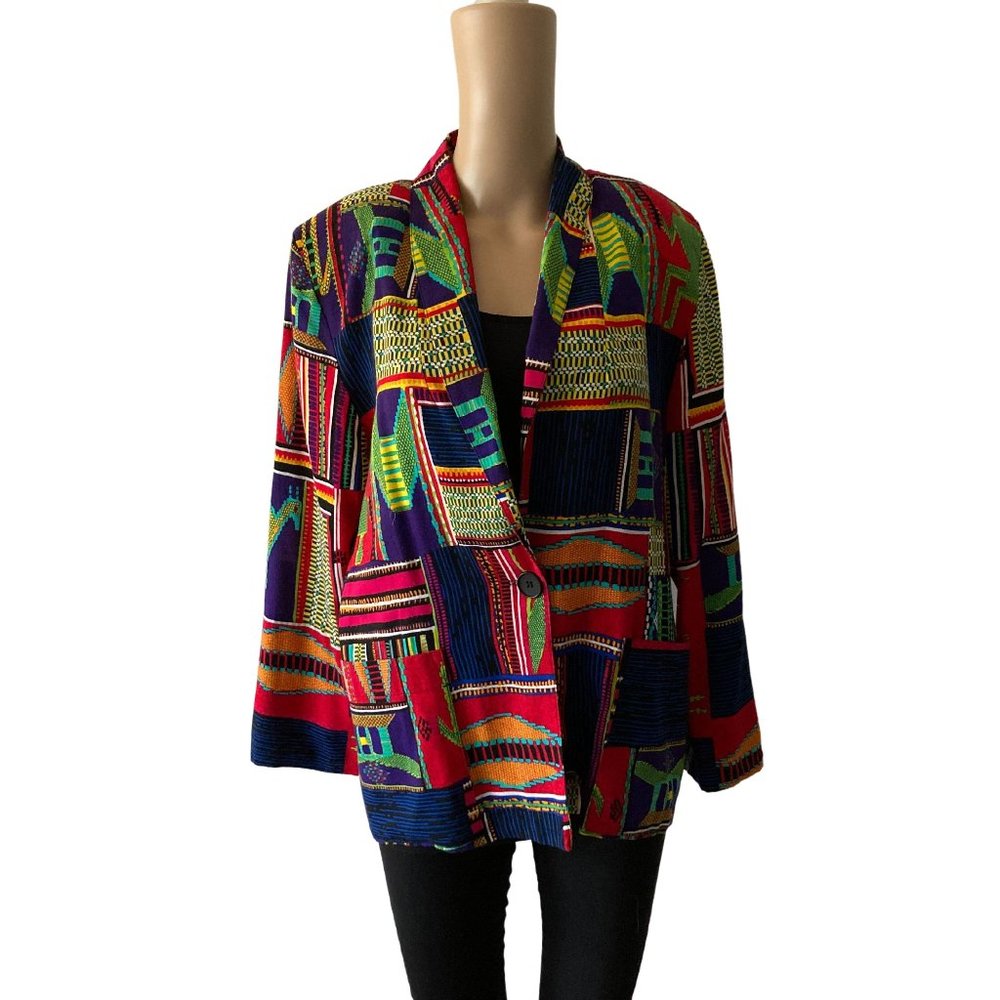 Vintage Kensington Square Petite Size S Geometric Blazer